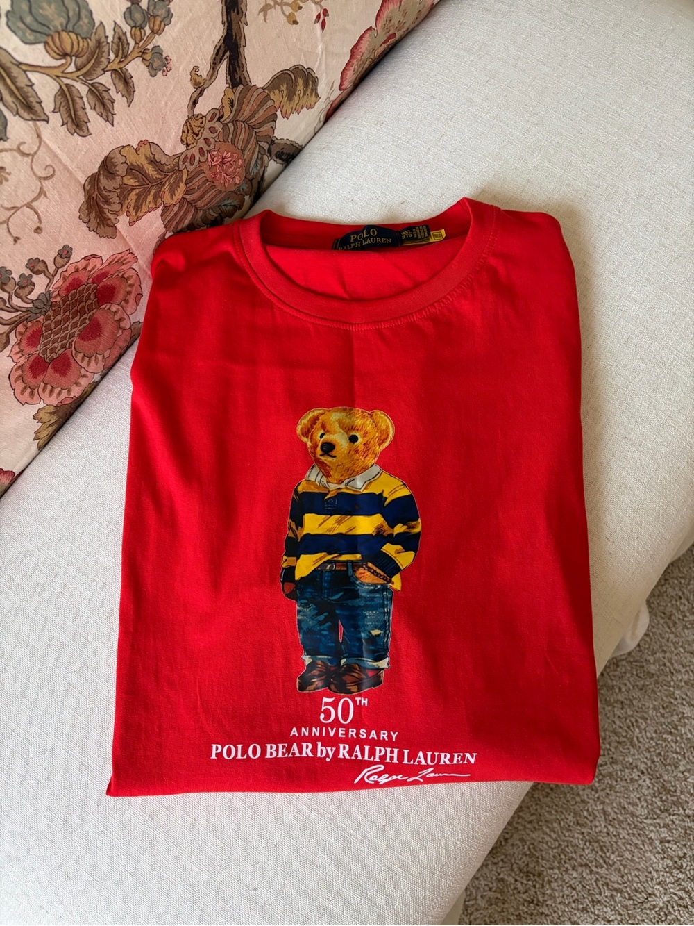 Ralph Lauren Red Polo Bear Graphic Tee 50th Anniversary